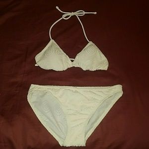 Crochet White Bikini Bathing Suit Size Medium
